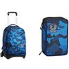 Invicta Trolley Astuccio, Blu, Convertibile in Zaino, Tasca per Astuccio con Organizzazione Interna, 35Lt, 4 Ruote Fisse, 50x28x36 cm
