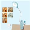 Akynite 3W Luz Lectura Azul Recargable sin Cable, Cargo Tipo C, 5 Colores y 5 Brillo, 28 LED Lámpara de Cama con Pinza, Luz Escritorio Táctil con Pilas, Luz Libro Portátil para Leer, Luz Pinza