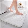 chakme - Tappeto da bagno in memory foam, assorbente per la doccia, zerbino decorativo, antiscivolo per il bagno e il soggiorno, 50 x 80 cm, bianco