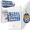 Stringari 6 Sacchi S 60x40 cm - Sacchetti Sottovuoto Vestiti con Spessore 90 Micron - Buste di Qualità Superiore per Piumoni - Sacchi Salvaspazio per Armadi e Cambio Stagione