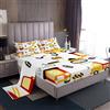 Homewish Set di lenzuola per letto singolo, set di lenzuola per ragazzi, ragazze e bambini, motivo: escavatore in stile cartone animato giallo rosso, blocco stradale, bianco, lenzuolo con angoli