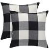 sourcing map Buffalo Check Plaid Copri Cuscini in Cotone Lino Classico Retro Farmhouse Decorativo Quadrato Copricuscino per Divano Camera da Letto Auto, nero, bianco., 45 x 45 cm