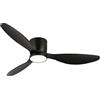 reiga Ventilatori da soffitto a incasso 132CM con luci telecomandate, ventilatore da soffitto moderno nero a basso profilo con luce a led, temporizzazione, motore DC reversibile