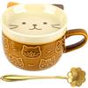 JABNOW Tazza Divertente in Ceramica per Gatti Tazza da Caffè Creativa, Tazza Te con Coperchio Tazza da Caffè in Ceramica, Tazze da te Ceramica Tazza Colazione per Amanti dei Gatti, Donne, Ragazze, Bambini
