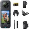 Insta360 X4 Pack Creator - Action Cam 360° 8K Impermeabile, Video Grandangolari in 4K, Selfie Stick Invisibile. Protezioni Lenti Rimovibili, Autonomia Batteria 135 min, Editing IA, Stabilizzazione