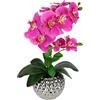 Flair Flower Fiore artificiale farfalla orchidea 40 cm con foglie in vaso di fiori artificiali, orchidea artificiale, phalaenopsis come vero ramo di orchidea, pianta artificiale per matrimoni, fiori di seta, rosa