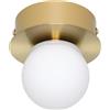 EGLO Mosiano Plafoniera a LED, piccola lampada da bagno a forma di sfera, in metallo in ottone e vetro bianco, IP44, diametro 11 cm