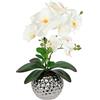 Flair Flower Fiore artificiale farfalla orchidea 40 cm con foglie in vaso di fiori artificiali, orchidea artificiale, phalaenopsis come vero ramo di orchidea, pianta artificiale, decorazione per matrimoni, fiori