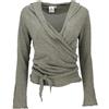 GURU SHOP, Camicia a Portafoglio, Maglione in Maglia di Cotone, Giacca a Portafoglio, Verde Cachi Chiaro, Dimensione Indumenti:M (38), Maglioni, Felpe a Maniche Lunghe