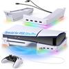 FYOUNG Supporto orizzontale con luce RGB per console PS5 Pro/PS5 Slim, supporto base per PlayStation 5 Pro con 14 luci colorate e 4 porte USB, staffa stabile per accessori PS5 Pro/Slim