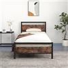 JELUTE Struttura del letto a piattaforma in metallo 3 FT (91 cm) singolo con testiera e pediera in legno, supporto in acciaio resistente, non necessita di rete a molle (box spring), montaggio facile