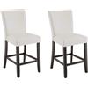 MODERION Set di 2 sgabelli da bar alti con gambe in legno massiccio, sedie da sala da pranzo con seduta in memory foam, pelle traspirante, facile da montare, soggiorno, cucina (bianco)