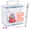 Ohuhu Marcatore Aggiornati a Base d'Acqua, 60 Colori Pennarelli da Disegno a Doppia Punta, Pennarelli Artistici per Adulti, Diario Schizzi Calligrafici, Con contenitore e frullatore incolore