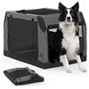 Petsfit Trasportino per Cani Auto, Kennel Cane medio grande Auto Design Inclinato Adatto per Il Sedile Posteriore e Il Bagagliaio, Gabbia per Cani da Auto, con Telaio in Tubo di Acciaio