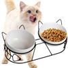 HOSPAOP Ciotola rialzata per gatti - Ciotola per gatti in ceramica ciotola per cibo per gatti e cani di piccola taglia, set da 3 con inclinazione di 15° per cani e gatti, doppia ciotola