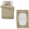 MOONLIGHT20015 Set di biancheria da letto singolo, composto da copripiumino, lenzuolo con angoli e federa, in morbida microfibra spazzolata, 3 pezzi, beige