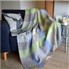 LINEN & COTTON Plaid Copriletto Morbido e Spesso Devon a Scacchi con Frange - 100% Pura Lana Neozelandese, Beige Blu Verde (140 x 200 cm) Coperte Invernali per Sofa Divano Letto Singolo Matrimoniale