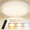 TOPPLEE Lampada da soffitto a LED dimmerabile, 3000 K-6500 K, con telecomando, lampada da soffitto rotonda, per cucina, cameretta dei bambini, camera da letto, soggiorno, 30 cm