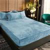 Luofanfei Lenzuolo con angoli in pile, 160 x 200, 30 cm, colore blu chiaro, inverno, tocco cashmere flanella, lenzuolo in microfibra, super caldo, per materassi spessi