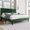 AB Store Struttura Letto Matrimoniale con piedini antiscivolo e Rete a Doghe, in Velluto, Spazio sotto il letto, Design Moderno,140x200 Verde| Aosom Italy