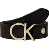 Calvin Klein Donna Cintura Ck Logo Belt 3.5 cm Cintura in Pelle, Nero (Black Leather/Light Gold Buckle), 95 cm