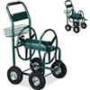 Relaxdays Carrello Avvolgitubo da Giardino, Carrellino Mobile per Acqua in Metallo, 4 Rotelle, Tubi Lunghi 90 m, Verde