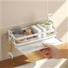 HMAKGG Porta Spugne Lavello Cucina da Parete, Senza Forare, 2 Ganci | Struttura in Metallo con Portasciugamani per Organizzare Spugne, Panni e Piccoli Accessori Vicino al Lavello