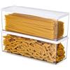 Hanobe Contenitori per pasta per dispensa, grandi contenitori per spaghetti, noodle e lasagne, 2 contenitori rettangolari in grigio trasparente con coperchio di chiusura, cucina, piano di lavoro