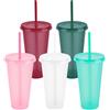 talifoca 5 bicchieri colorati in plastica riutilizzabili con coperchio e cannucce, bicchieri da 24 oz infrangibili, per feste, campeggio e bambini, bicchieri di plastica per smoothie e caffè