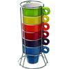 Paxanpax PSA462 Set di 6 Tazze da caffè Espresso impilabili in Ceramica e Supporto, Multiplo