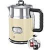 Russell Hobbs Bollitore Elettrico - 1,7 L, 2400 W - Acciaio Inox Color Crema Lucido; Ebollizione Rapida; Display Temperatura Dell'Acqua, Indicatore Livello Dell'Acqua, Bollitore Retro 21672-70