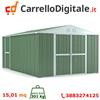 Box in Acciaio Zincato Casetta da Giardino in Lamiera 3.27 x 4.59 m x h2.15 m - 201 KG - 15,01 metri quadri - VERDE