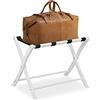 Relaxdays Portavaligie Pieghevole, Scaffale in Legno, Cavalletto Reggivaligie, HxLxP: 52,5 x 66,5 x 48 cm, Bianco