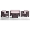 Bica Colorado - Salottino da giardino per 4 persone, Design rattan, Divano 2 posti + 2 Poltrone + Tavolino contenitore, Cuscini inclusi, Marrone