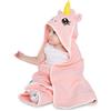 corimori 1846 Asciugamano 100% Cotone Bambini Neonati Extra Morbido Assorbente Accappatoio con Cappuccio Unicorno, Rosa