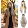 Sapphirewigs Evidenziazione Parrucca lunga liscia 13x6 Lace Front Parrucca Bianco Cenere Donna Capelli sintetici lisci 150% Densità Festa uso quotidiano Natale 26 pollici