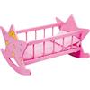 Small Foot 2865 Culla per bambole in legno small foot, rosa con luna e stelle, per bambole fino a 45 cm, a partire da 3 anni
