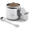 LYHLYA Zuccheriera 304 in acciaio inox 300 ml, per la casa, in metallo, con coperchio e cucchiaio, per spezie, zucchero, caffè, tè, pepe (stile 2)