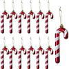 HERZWILD 12 decorazioni da appendere all'albero di Natale, bastoncini di zucchero, 12 cm, per decorazioni per albero di Natale (bianco-rosso)