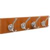 DRW Appendiabiti da parete con 4 ganci in ecopelle e metallo marrone chiaro 60 x 9 x 12 cm