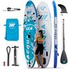 YM SUP Gonfiabile Premium 12'6 (cm 381x82x15) 372 Litri, Max 180 Kg, Tecnologia 3D Drop Stitch HD + STL-Fusion, Anelli, Zaino, Leash e Accessori Inclusi, Marchio ITALIANO, Stand Up Paddle BIANCO