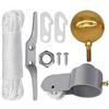 Swsdee Kit Accessori per Asta Bandiera, Set Composto da Sfera Dorata, Corda, Moschettone, Bitta, Puntale in Alluminio con Puleggia, per Bandiera, Kit Asta Bandiera per Giardino di Casa, Residenziale
