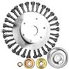 Wisebom 200 x 25,4mm Spazzola per Decespugliatore, Testine Rotante in Filo di Acciaio per Tosaerba Cono Annodata Filo Tagliaerba Fresa Testa Spazzola per Erbacce con 4 Accessori per Tagliaerba