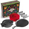 Uno Casa - Master Kit - Tortilla Press 20,3 cm con padella Comal, 4 supporti per taco e scalda tortilla