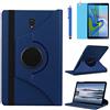 R.SHENGTE Custodia per Samsung Galaxy Tab S4 10,5 pollici 2018 (SM-T830 SM-T835 SM-T837), con supporto girevole a 360°, con pennino capacitivo, pellicola per schermo (Deep Blue)