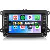 CAMECHO [2+64G] CAMECHO Android 13 con CarPlay/Android/Mirror Link per VW Golf 5 Golf 6 Skoda Polo Passat,7 TouchScreen Schermo Navigatore WiFi RDS FM USB Bluetooth