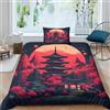 HOTGE Set di Lenzuola da Letto in Microfibra, Copripiumino 3D Paesaggio Stampato, Trapunta in Piuma, Federa Morbida, Cerniera Nascosta, Single (135x200cm), 1 grammo, 1 grammo, 1 grammo