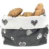 Gaidra Cesto Pane Cestino Portapane in Tessuto Stoffa Doubleface in Stile Tirolese con Cuori - Sacchetto di Design Fatto con qualità Artigianale - 20 x 20 x 10 cm, Grigio Doubleface