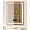 LUVODI Specchio Bagno con Luce Bluetooth Musica: 60x80 cm Specchio bagno LED specchio bluetooth bagno Digitale Specchio Retroilluminato + Frontale Luce, Dimmerabile, con Data Tempo