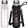 DEARRAY 1 litro Bottiglia da Tè in Vetro con Infusore in Acciaio Inossidabile 1000 ml, Borraccia in Vetro Borosilicato con Custodia in Neoprene ed Tappo in Acciaio Inossidabile